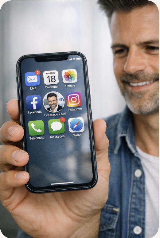 Installé sur son écran